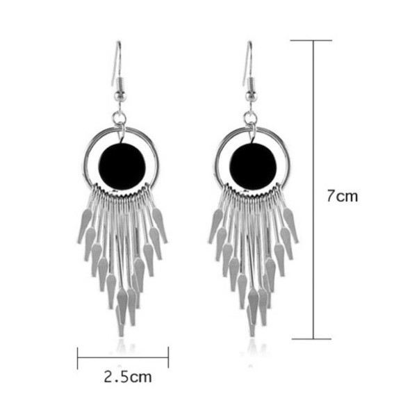 Any 3/$25! Silver/Black Fringed Boho Drop Earrings - Picture 4 of 6